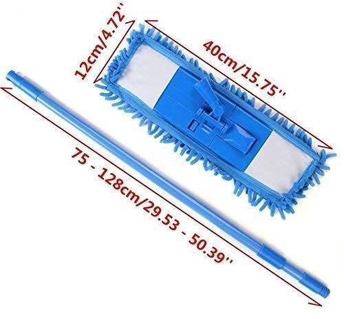 Mop - Wet and Dry Cleaning Flat Microfiber Floor Cleaning Mop with Telescopic Long Handle Dry Mop - Furnishicon