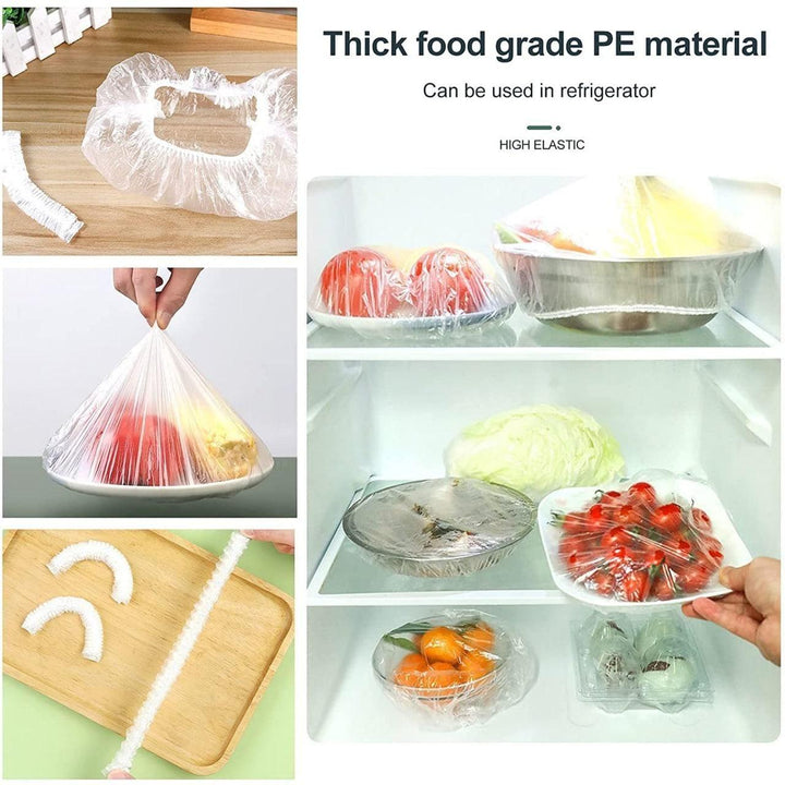 Plastic Bags - Reusable Elastic Food Storage Plastic Covers (Pack of 100) - Furnishicon