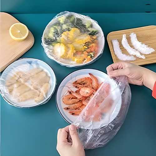 Plastic Bags - Reusable Elastic Food Storage Plastic Covers (Pack of 100) - Furnishicon