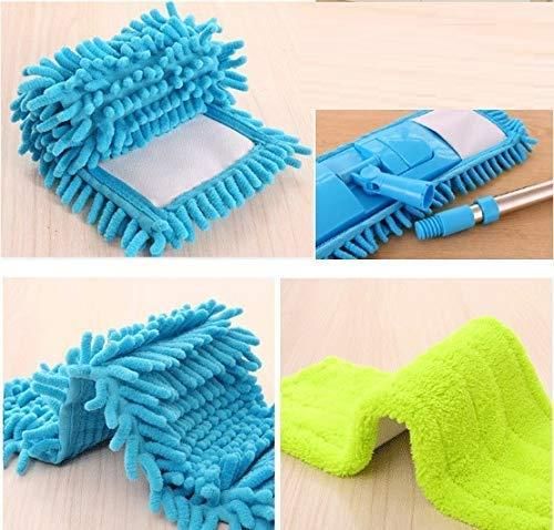 Mop - Wet and Dry Cleaning Flat Microfiber Floor Cleaning Mop with Telescopic Long Handle Dry Mop - Furnishicon
