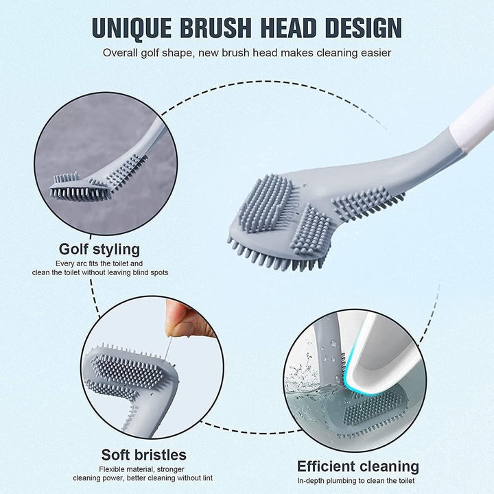 Toilet Brush - Wall - Mounted Long - Handled Golf Head Toilet Brush with Hook(Pack of 2) - Furnishicon