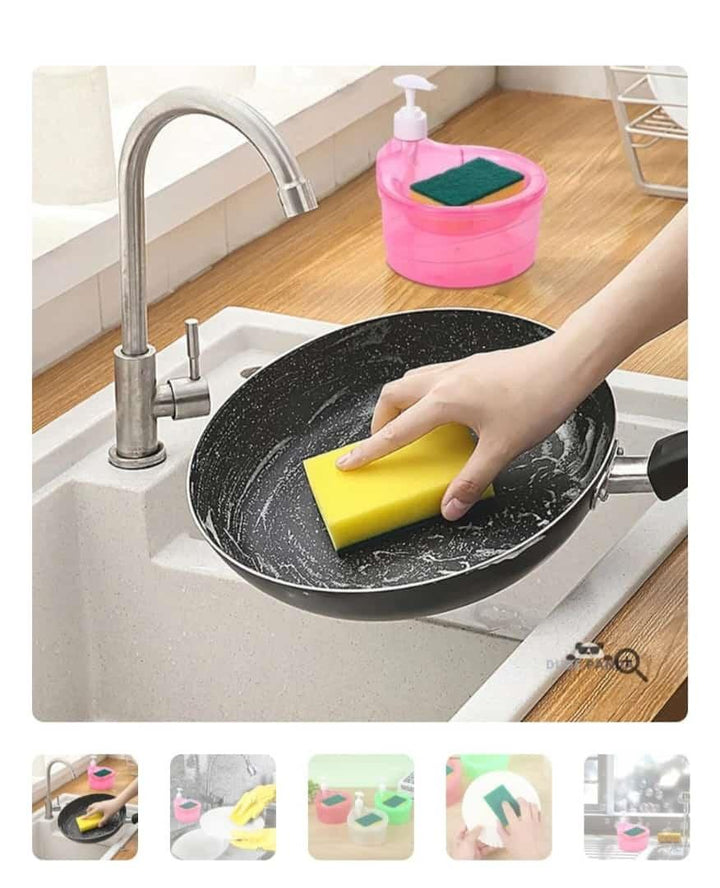 Double Layer 2 in 1 Liquid soap Dispenser with Pump and Sponge - Furnishicon