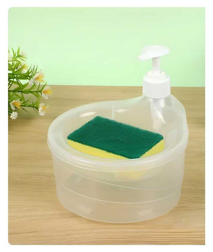 Double Layer 2 in 1 Liquid soap Dispenser with Pump and Sponge - Furnishicon