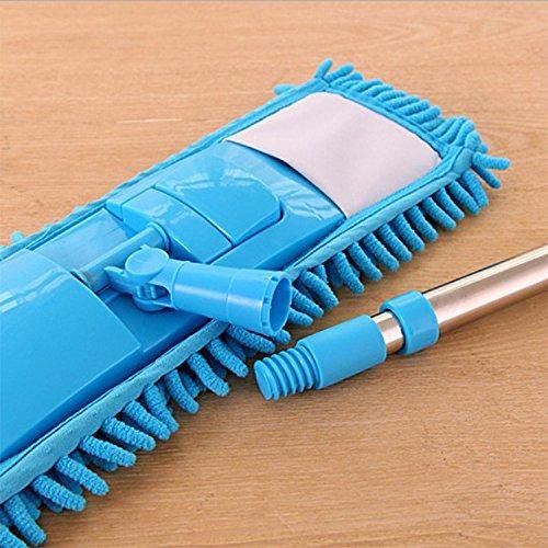 Mop - Wet and Dry Cleaning Flat Microfiber Floor Cleaning Mop with Telescopic Long Handle Dry Mop - Furnishicon