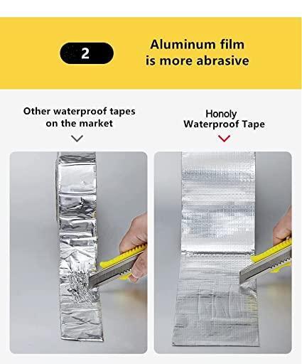 Repair Waterproof Tape for Pipe Leakage Solution Aluminum Foil Tape Sealing Butyl Rubber Tape for Surface Crack, Pipe Repair (5cmx5m) Pack of 2) - Furnishicon