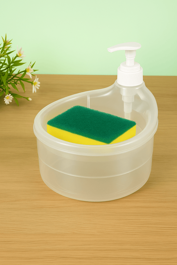 Double Layer 2 in 1 Liquid soap Dispenser with Pump and Sponge - Furnishicon