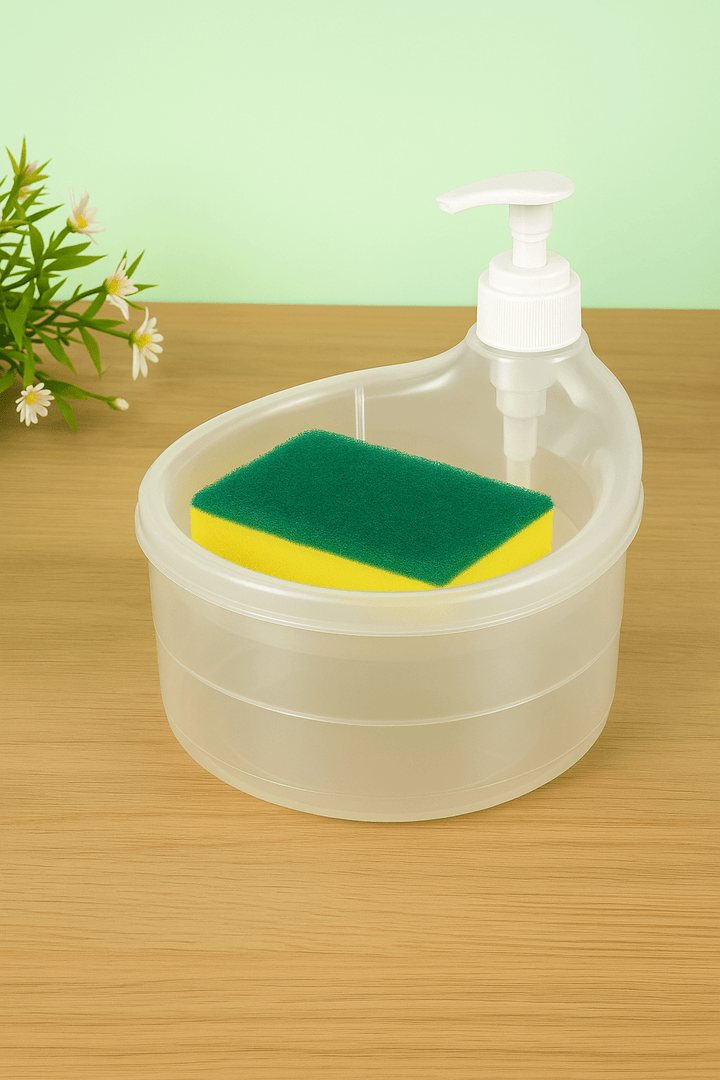 Double Layer 2 in 1 Liquid soap Dispenser with Pump and Sponge - Furnishicon